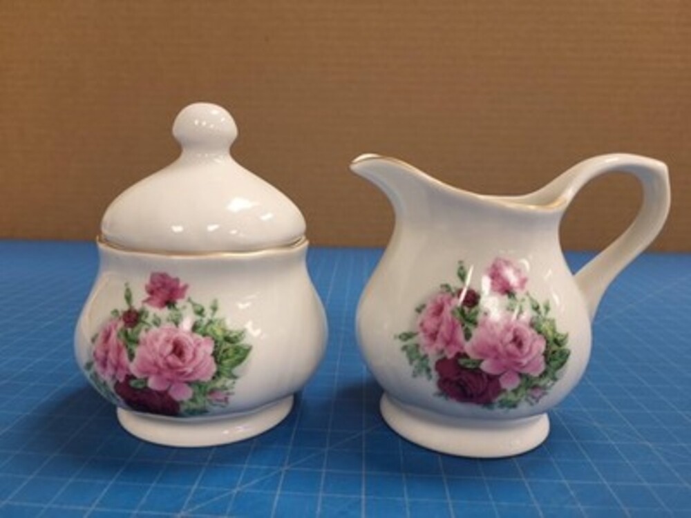 Southington Baum Maria Creamer Sugar Bowl Set Floral Poland Fine China Decor
